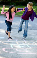 Outside games for children: hopscotch 